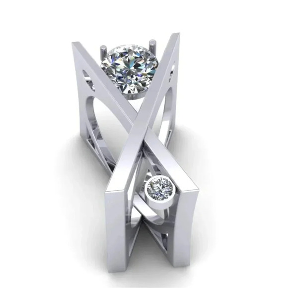 "Unique 925 Silver Plated X Overlapping Curious Ring, GPMB1427 - Picture 4 of 4